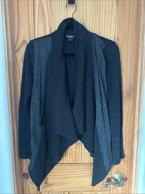 Lucky Brand Black Open-Front Waterfall Cardigan